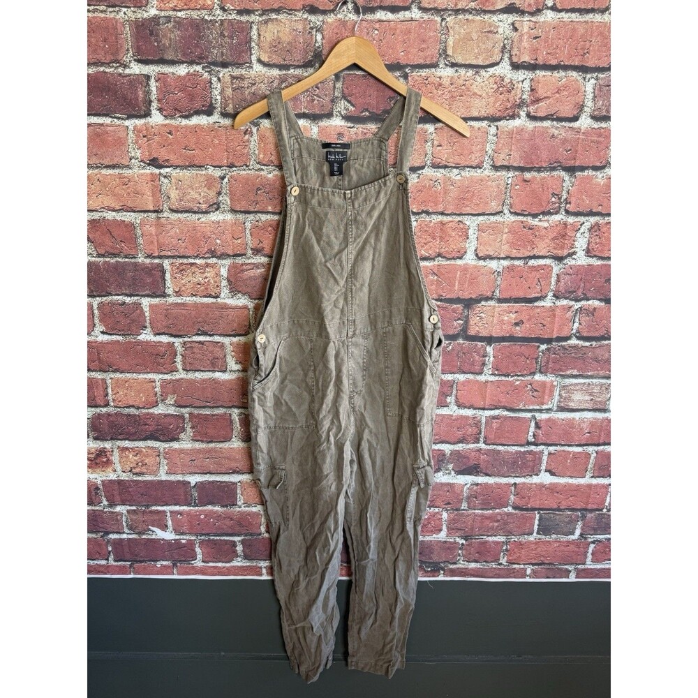 Nicole Miller New York Womens Green 100% Linen Sleeveless Jumpsuit Size Large